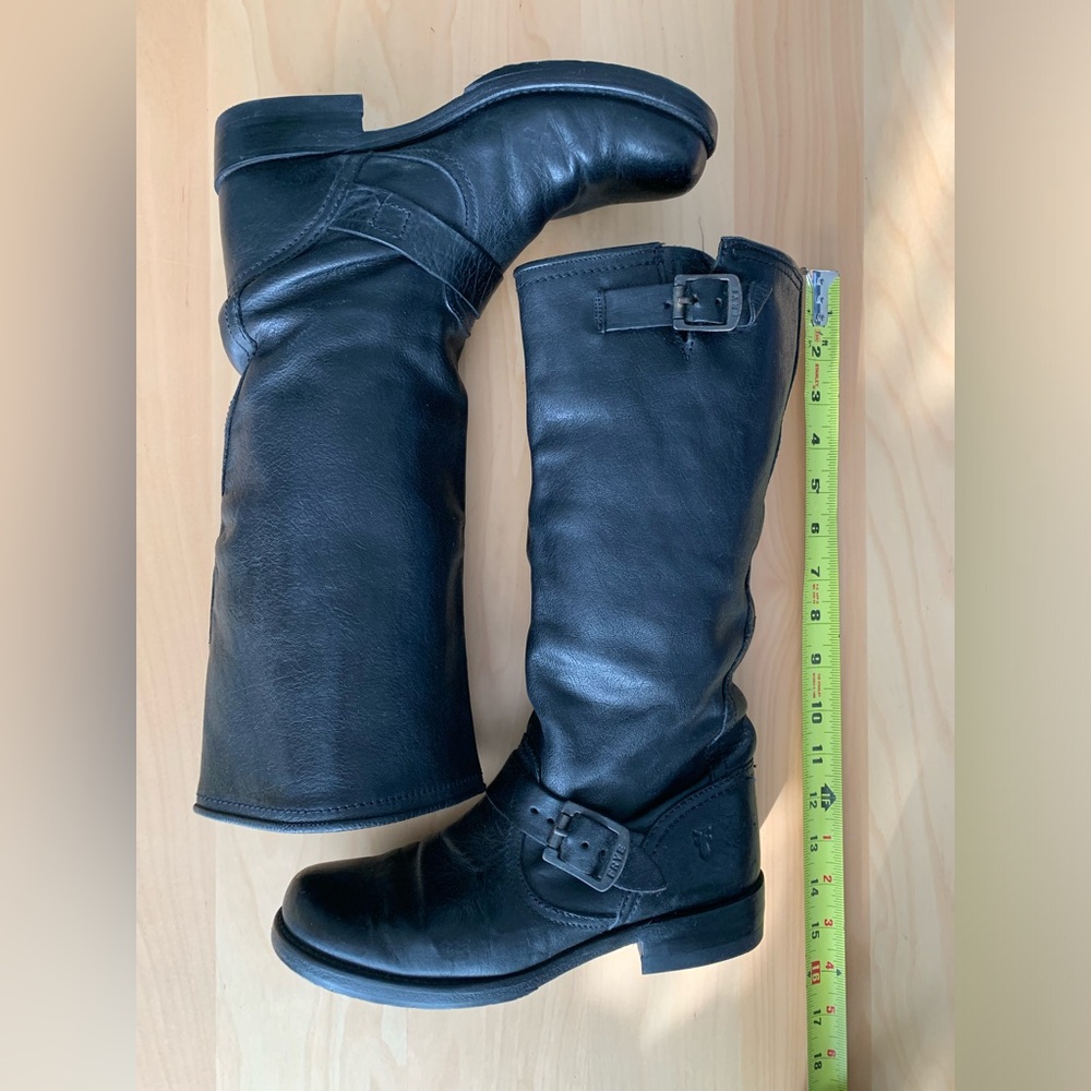 Frye Black Leather Moto Boots